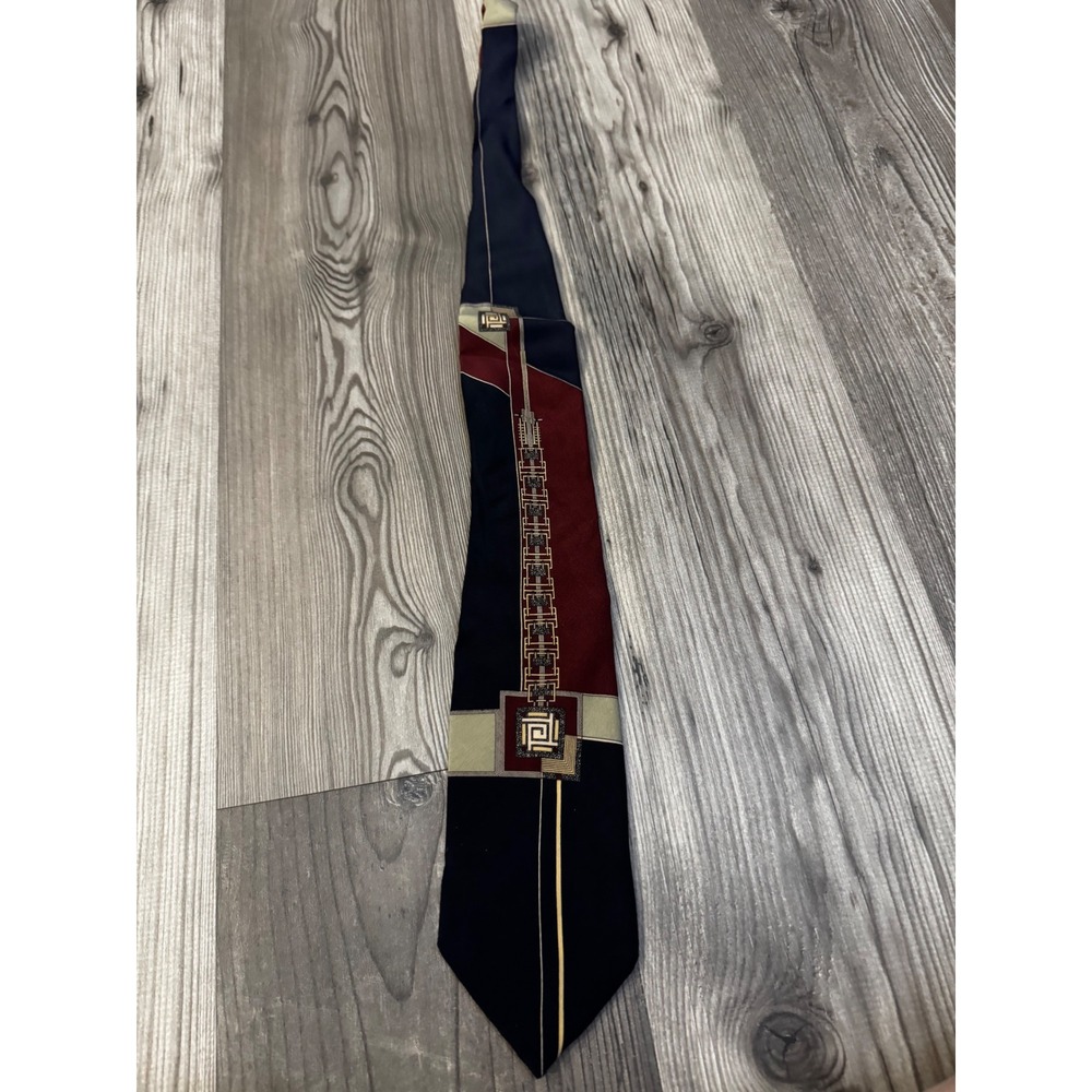 Frank Lloyd Wright Desert Pendant Silk Tie Boelder Milwaukee Italy Navy Burgundy